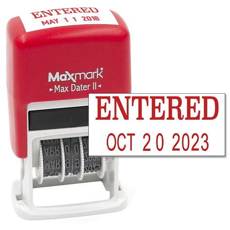 Maxmark Self Inking Rubber Date Office Stamp With Entered Phrase And Date