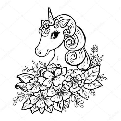 Doodle cute unicorn head — Stock Vector © natka80 #201885520