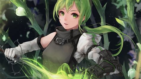 Desktop Wallpaper Green Eyes Anime Girl Warrior Hd