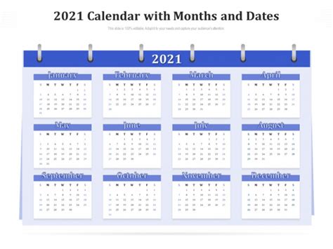 2021 Calendar With Months And Dates Ppt Powerpoint Presentation