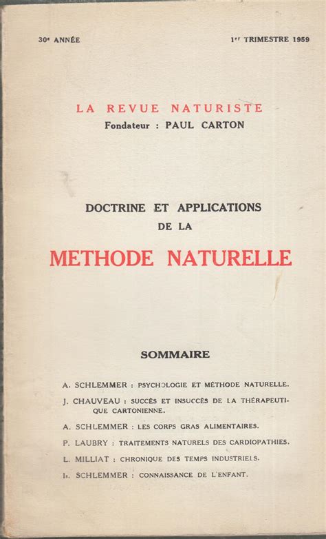 La Revue Naturiste Doctrine Et Applications De La Méthode Naturelle