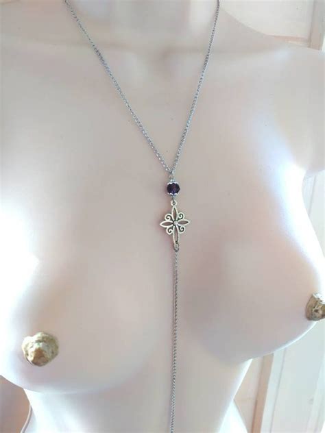 Necklace To Clit Chain Sexy Purple Labia Clamp Clitoral Jewellery