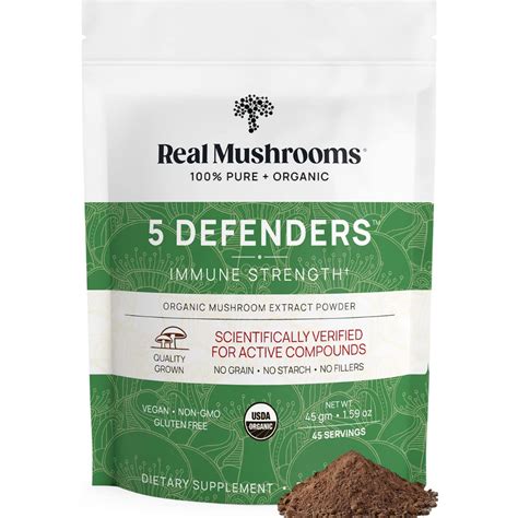 real mushrooms 5 defenders powder organic mushroom extract w chaga shiitake maitake turkey