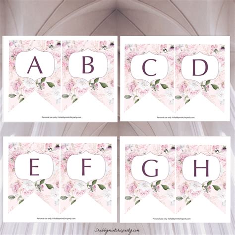 Free Printable Rose Alphabet Banner Shabby Mint Chic Party