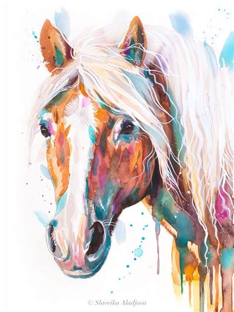 Haflinger Horse Avelignese Watercolor Painting Print By Slaveika