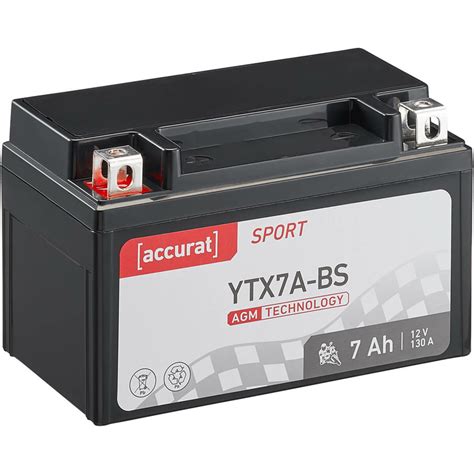Accurat Sport Agm Ytx7a Bs Batteries Moto 6ah 12v Din 50615 Ctx7a Bs