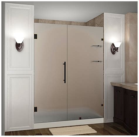 aston nautis gs completely frameless hinged shower door in frosted glass with ebay