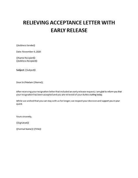 Resignation Letter With Early Release Ideas 2022