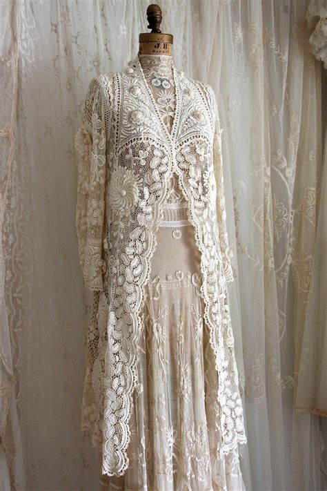 Our lace wedding dresses become a timeless heirloom to add to your hope chest, layered with romance that feels as timeless as your unique love story. Exquisite Antique Irish Lace Wedding Coat / Museum ...