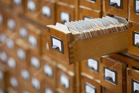 Database Concept Vintage Cabinet Library Card Or File Catalog
