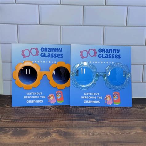 bluey inspired granny glasses party favors bluey granny etsy