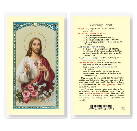 Learning Christ Laminated Prayer Holy Card 25 Pack Holy Cards