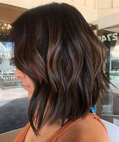 Dark Brown Shoulder Length Hair With Highlights