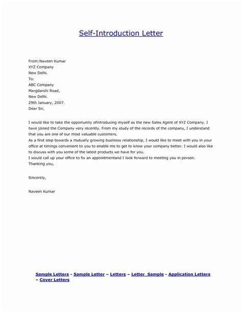 Self Introduction Letter Sample Example Document Template