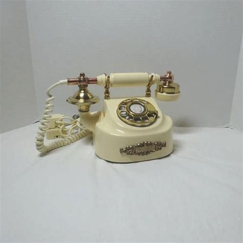 1974 Vintage Rotary Phone Coquette French Style In Ivory Brass