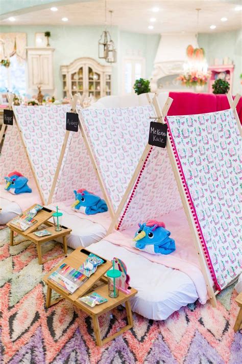 The Perfect Unicorn Birthday Slumber Party With Tents From Briarwood Design Co Mckenna Kate
