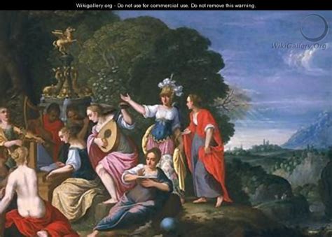 Athene and the Nine Muses at the Wells of Hipokrene - Johann Konig ...