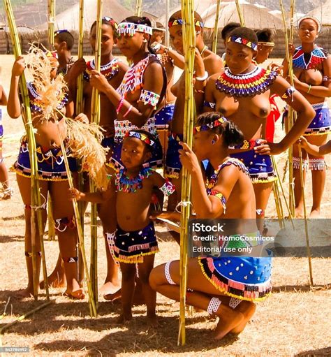 women in traditional costumes marching at umhlanga aka reed dance 01092013 lobamba swaziland