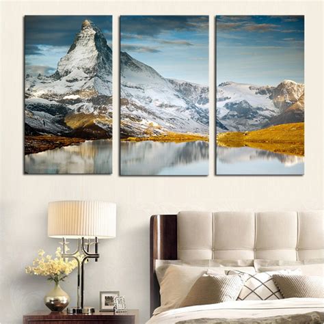 Ysdafen 3 Panels Canvas Print High Mountain Painting On