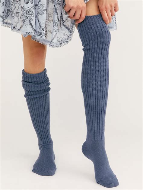 Ladies women girls over the knee socks thigh high socks 7 color knitted leggings. Free People Bulky Knit Over-the-knee Socks in Steel Blue ...