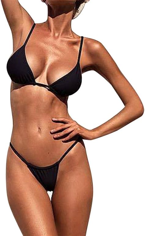 VESNIBA Damen Transparenter Dreipunkt Bikini Bikini Oberteil Mit