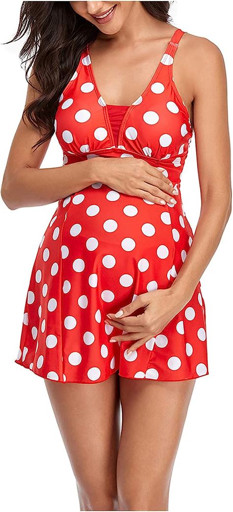 Xiaandhan Womens Maternity Tankini Set Polka Dot Pregnant
