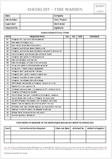 © © all rights reserved. Checklist - Fire Warden • AllSafety Management Services