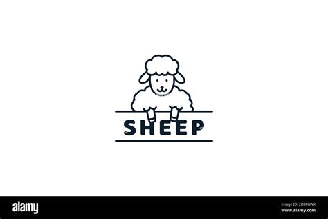 Sheep Smile Happy With Banner Cute Cartoon Logo Vector Illustration