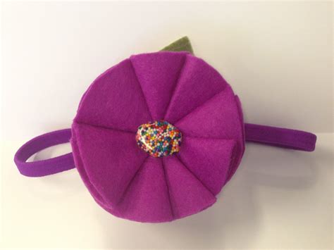 Free Usa Shipping Plum Felt Flower Headband With Sprinkle Etsy Felt