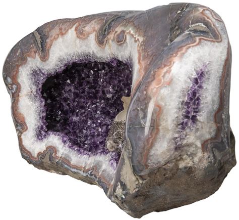 Half Amethyst Geode With Unusual Calcite Formation Inside And Hematite
