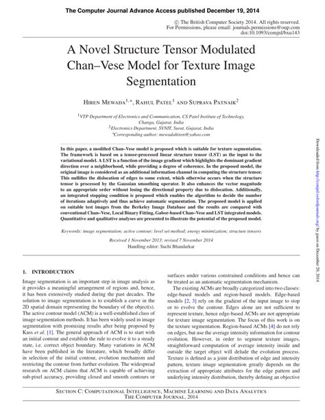 Pdf A Novel Structure Tensor Modulated Chanvese Model For Texture