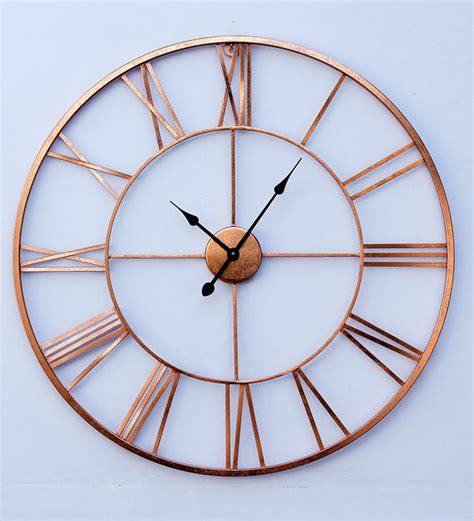 Buy Copper Finish Metal 30 Inch Wall Clock By Craftter Online Vintage