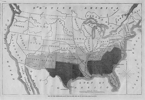 Civil War 1864 United States Map Of The Rebellion Military Line North