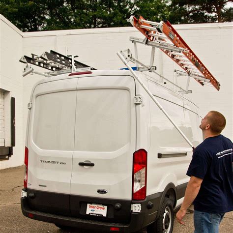 ergorack double side drop down ladder rack ford transit 2015 present low medium and high roof