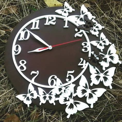 Laser Cut Wooden Butterfly Wall Clock Free Dxf And Cdr File For Laser