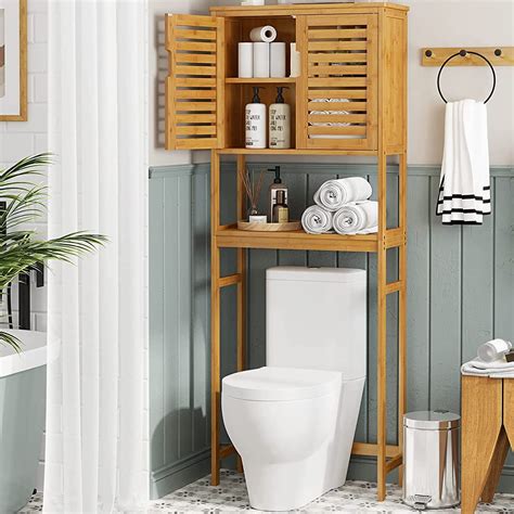 VEIKOUS Over The Toilet Storage Cabinet Bathroom Organizer With Shelf And Cupboard On Sale