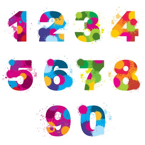 Vector Numbers Painted By Colorful Splashes By Microvector Thehungryjpeg