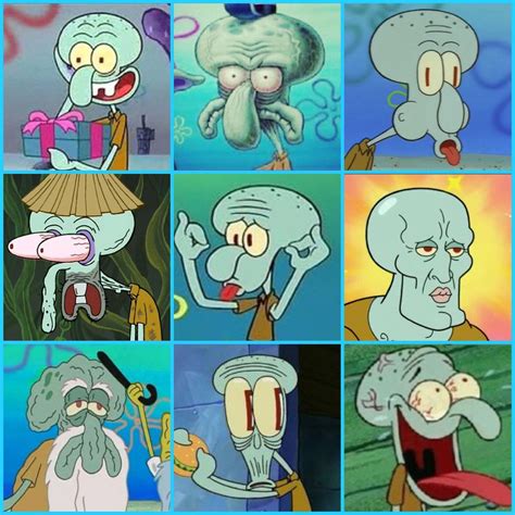 The Many Faces Of Squidward Tentacles Spongebob Spongebob Faces Squidward