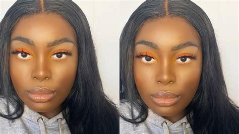 Colourful Orange Eyeshadow Look 🍊🍊 Makeup Tutorial For Darkskin Youtube