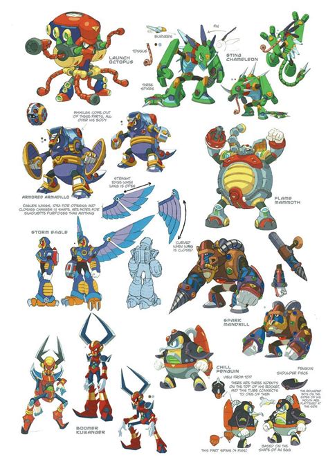Mega Man Maverick Hunter X Boss Character Redesign Model Sheet Fun