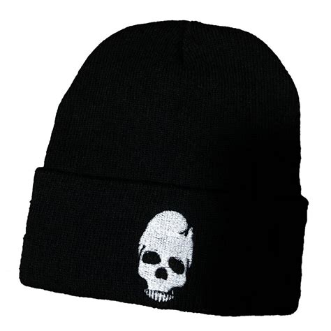 Winter Skullies Beanies Wool Hat Winter Men Punk Cap Women Embroidery Skull Personality Hip Hop