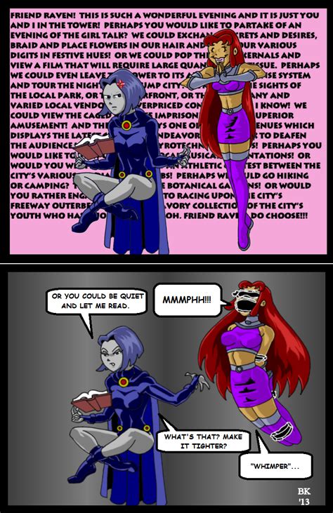 raven and starfire by grouchom on deviantart