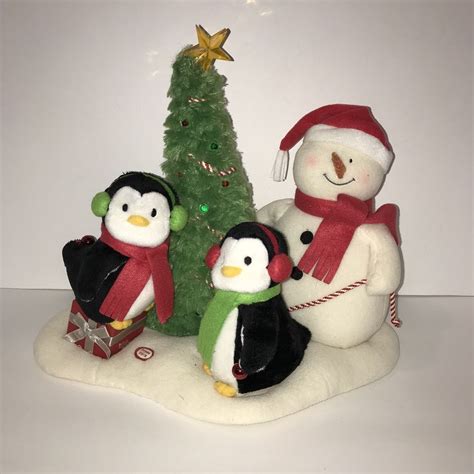 Hallmark Very Merry Trio Penguin Snowman Tree Holiday Singing Plush