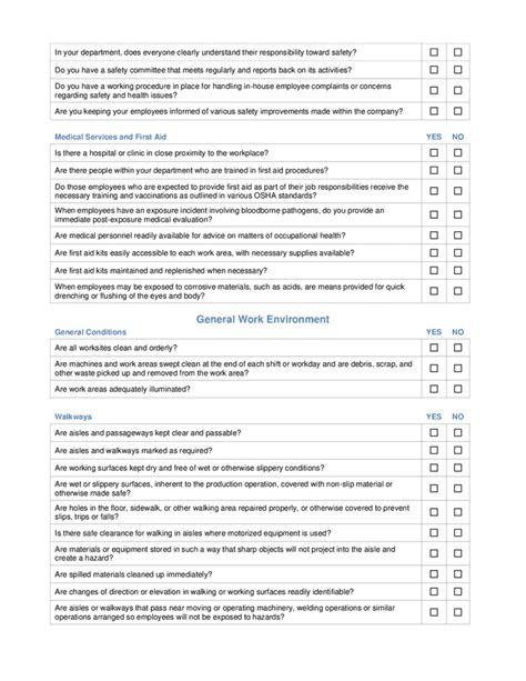Comprehensive Safety Health Inspection Checklist In Word And Pdf