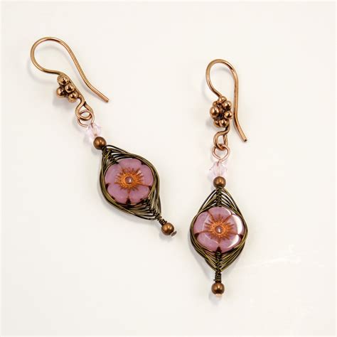 Victorian Flower Earrings Copper Wire Wrapped Jewelry Etsy Nature