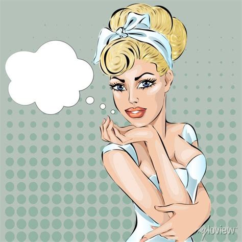 Sexy Pin Up Woman With Speech Bubble Vector Pop Art Comics Retro Posters For The Wall • Posters