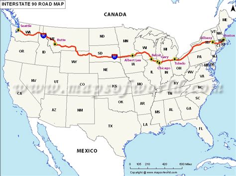 Interstate 90 I 90 Map Seattle Washington To Boston Massachusetts