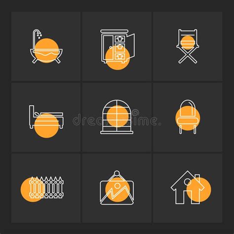 House Furniture Household Items Home Items Eps Icons Set Stock
