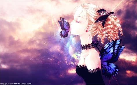 Anime Girls Anime Original Characters Closed Eyes Butterfly Hd