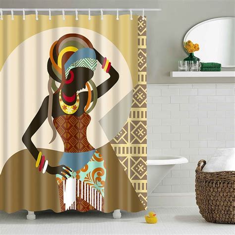 African American Shower Curtain Afro Lady Beautiful Afrocentric Black